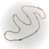 14K Gold Old European Cut Diamond by the Yard 17.5” Necklace