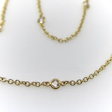 14K Gold Old European Cut Diamond by the Yard 17.5” Necklace
