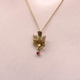 Victorian 10K Gold Bird Pendant with Ruby jewelry Kirsten's Corner 