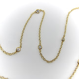 14K Gold Old European Cut Diamond by the Yard 17.5” Necklace