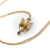 Victorian 10K Gold Bird Pendant with Ruby jewelry Kirsten's Corner 