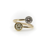 Contemporary 18K Gold and Platinum Bezel Set Toi et Moi Ring
