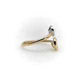 Contemporary 18K Gold and Platinum Bezel Set Toi et Moi Ring
