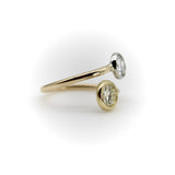 Contemporary 18K Gold and Platinum Bezel Set Toi et Moi Ring
