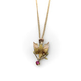 Victorian 10K Gold Bird Pendant with Ruby jewelry Kirsten's Corner 