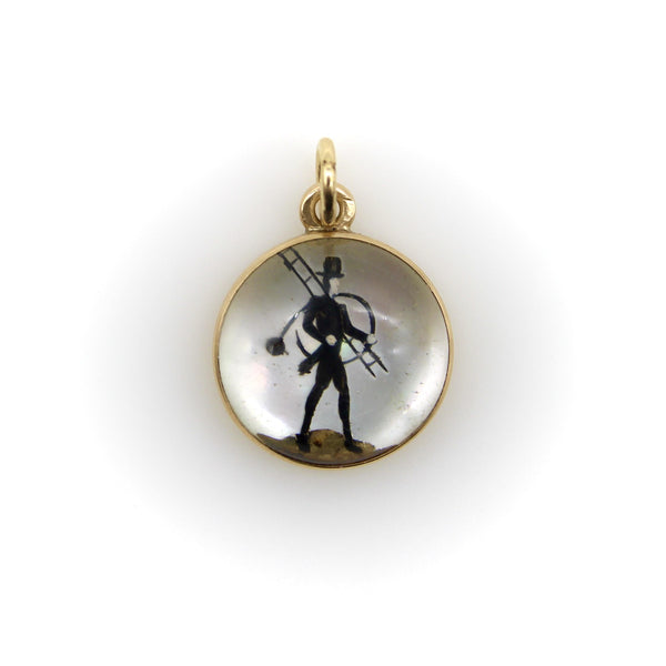 14K Gold Edwardian Essex Crystal Pendant of Chimney Sweep jewelry Kirsten's Corner 