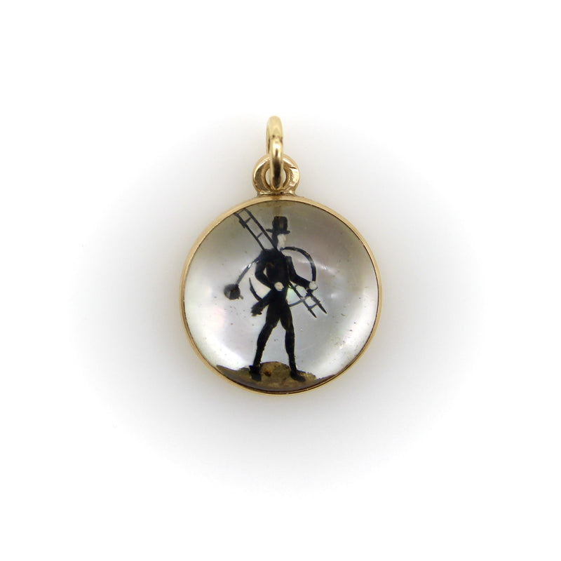 14K Gold Edwardian Essex Crystal Pendant of Chimney Sweep jewelry Kirsten's Corner 