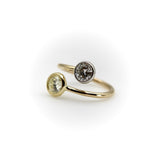 Contemporary 18K Gold and Platinum Bezel Set Toi et Moi Ring