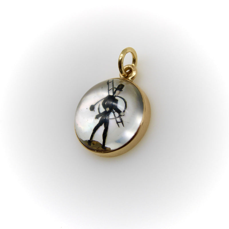 14K Gold Edwardian Essex Crystal Pendant of Chimney Sweep jewelry Kirsten's Corner 