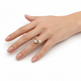 Contemporary 18K Gold and Platinum Bezel Set Toi et Moi Ring