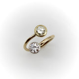 Contemporary 18K Gold and Platinum Bezel Set Toi et Moi Ring