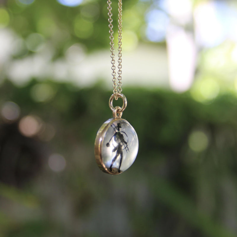 14K Gold Edwardian Essex Crystal Pendant of Chimney Sweep jewelry Kirsten's Corner 