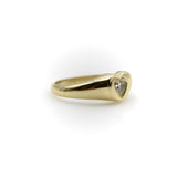 14K Gold Signature Heart Signet Ring with Heart-Shaped Diamond ring Kirsten's Corner 