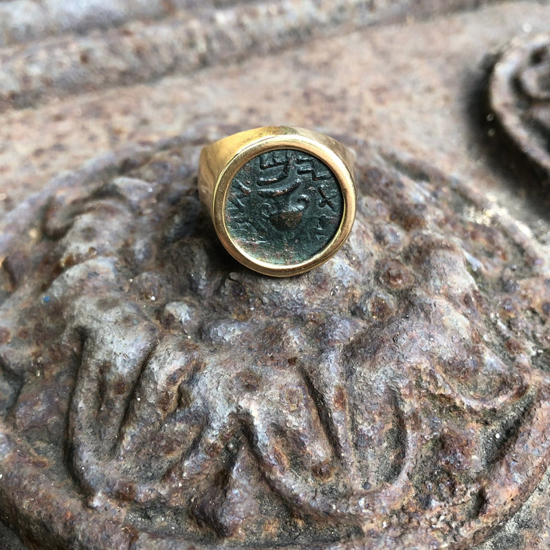 18K Gold Ancient Coin Ring with First Jewish Revolt Coin Ring Kirsten's Corner 