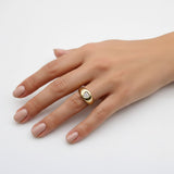 14K Gold Signature Oval Signet Ring with Heart-Shaped Diamond ring Kirsten's Corner 