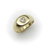14K Gold Signature Oval Signet Ring with Heart-Shaped Diamond ring Kirsten's Corner 