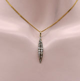 Old Mine Cut Diamond Leaf Shaped Medium Pendant with Silver Front and 14K Gold Back pendant, Charm Kirsten's Corner 