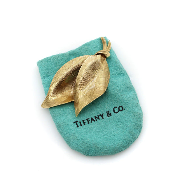 Tiffany & Co. Retro 14K Gold Dual Leaf Brooch Brooches, Pins Kirsten's Corner 