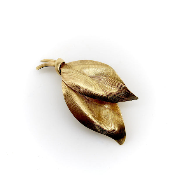 Tiffany & Co. Retro 14K Gold Dual Leaf Brooch Brooches, Pins Kirsten's Corner 