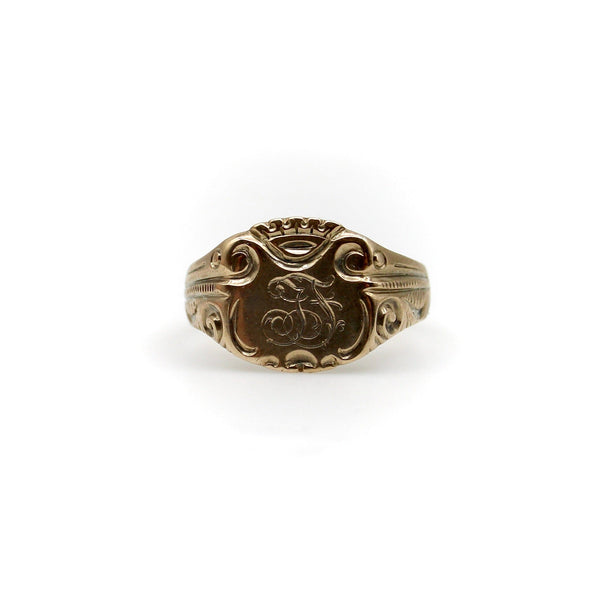 Victorian 10K Gold Austro-Hungarian Men’s Signet Ring jewelry Kirsten's Corner 