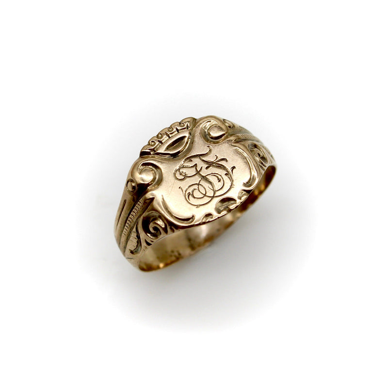 Victorian 10K Gold Austro-Hungarian Men’s Signet Ring jewelry Kirsten's Corner 