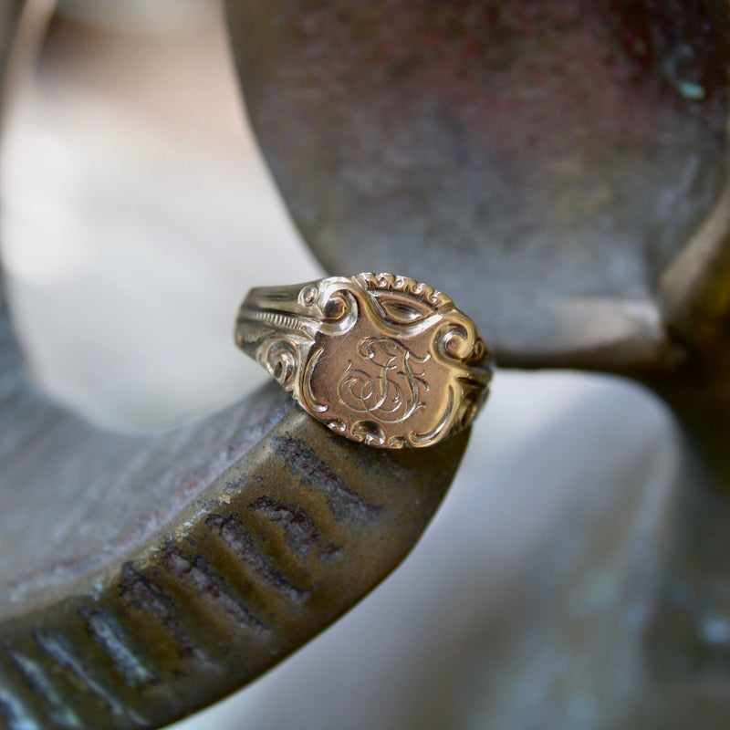 Victorian 10K Gold Austro-Hungarian Men’s Signet Ring jewelry Kirsten's Corner 