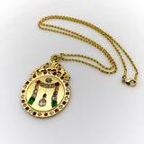 22K Gold Victorian Diamond Ruby and Emerald Curtain Pendant Necklaces, Pendants Kirsten's Corner 