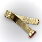 Retro 14K Gold Ruby and Diamond Buckle Bracelet with Brick Link Bracelet Kirsten's Corner 