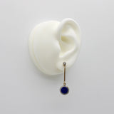 Art Deco 14K Gold and Platinum Diamond and Lapis Dangle Earrings jewelry Kirsten's Corner 