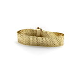 Retro 14K Gold Ruby and Diamond Buckle Bracelet with Brick Link Bracelet Kirsten's Corner 