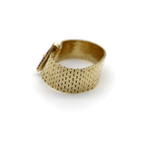 Retro 14K Gold Ruby and Diamond Buckle Bracelet with Brick Link Bracelet Kirsten's Corner 