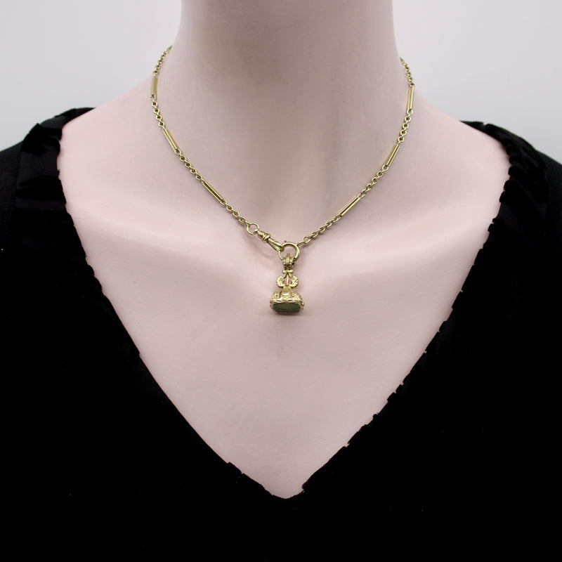 Art Deco 14K Gold Alternating Link Watch Chain jewelry Kirsten's Corner 