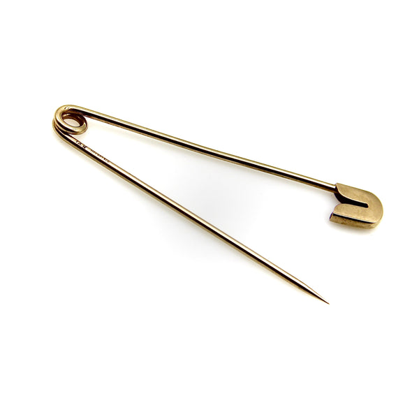 14K Gold Tiffany & Co. Retro Large Safety Pin Brooch