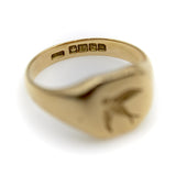 18K Gold Art Deco Signet Ring with Intaglio of Swallows jewelry Kirsten's Corner 