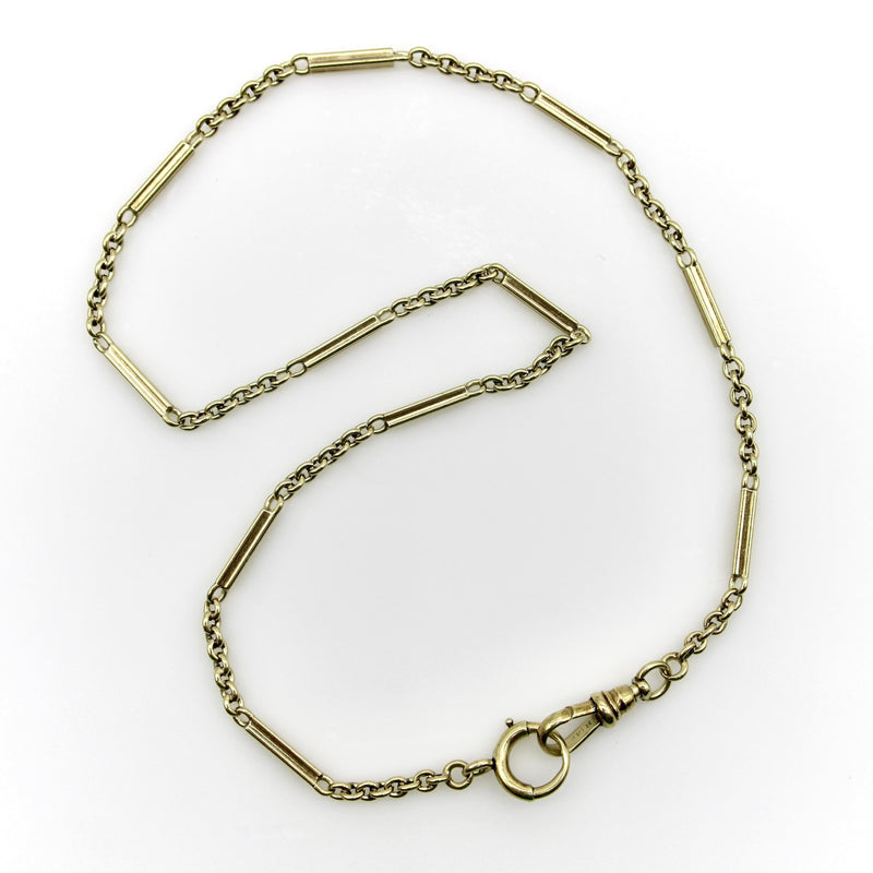 Art Deco 14K Gold Alternating Link Watch Chain jewelry Kirsten's Corner 
