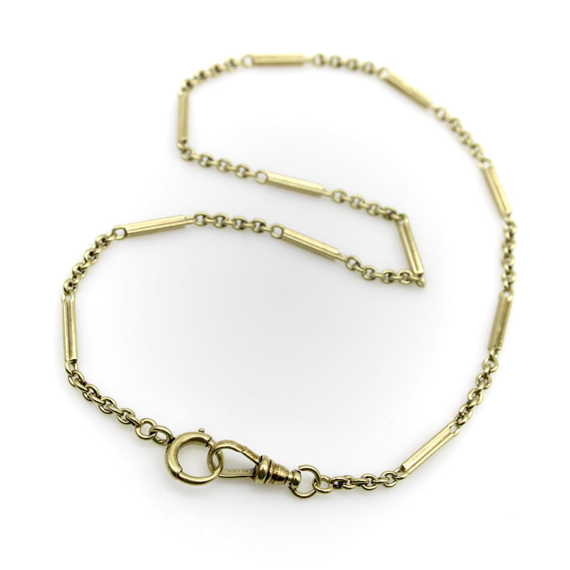 Art Deco 14K Gold Alternating Link Watch Chain jewelry Kirsten's Corner 