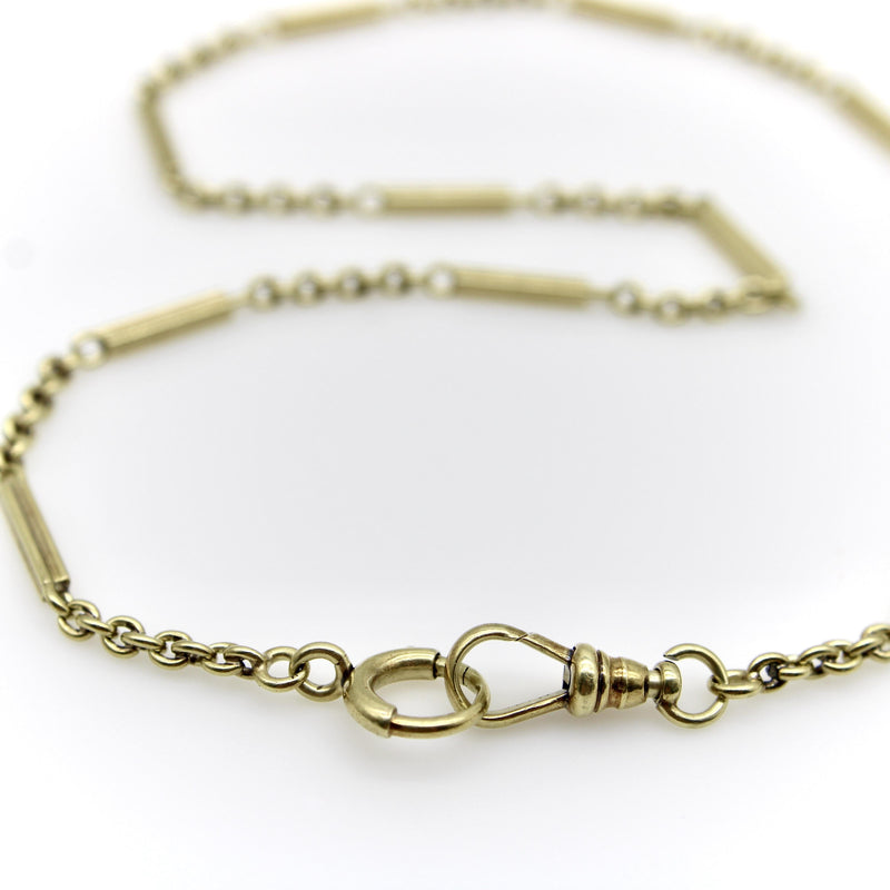 Art Deco 14K Gold Alternating Link Watch Chain jewelry Kirsten's Corner 