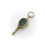 Early Victorian 12K Gold Rock Crystal and Bloodstone Tear Drop Fob jewelry Kirsten's Corner 