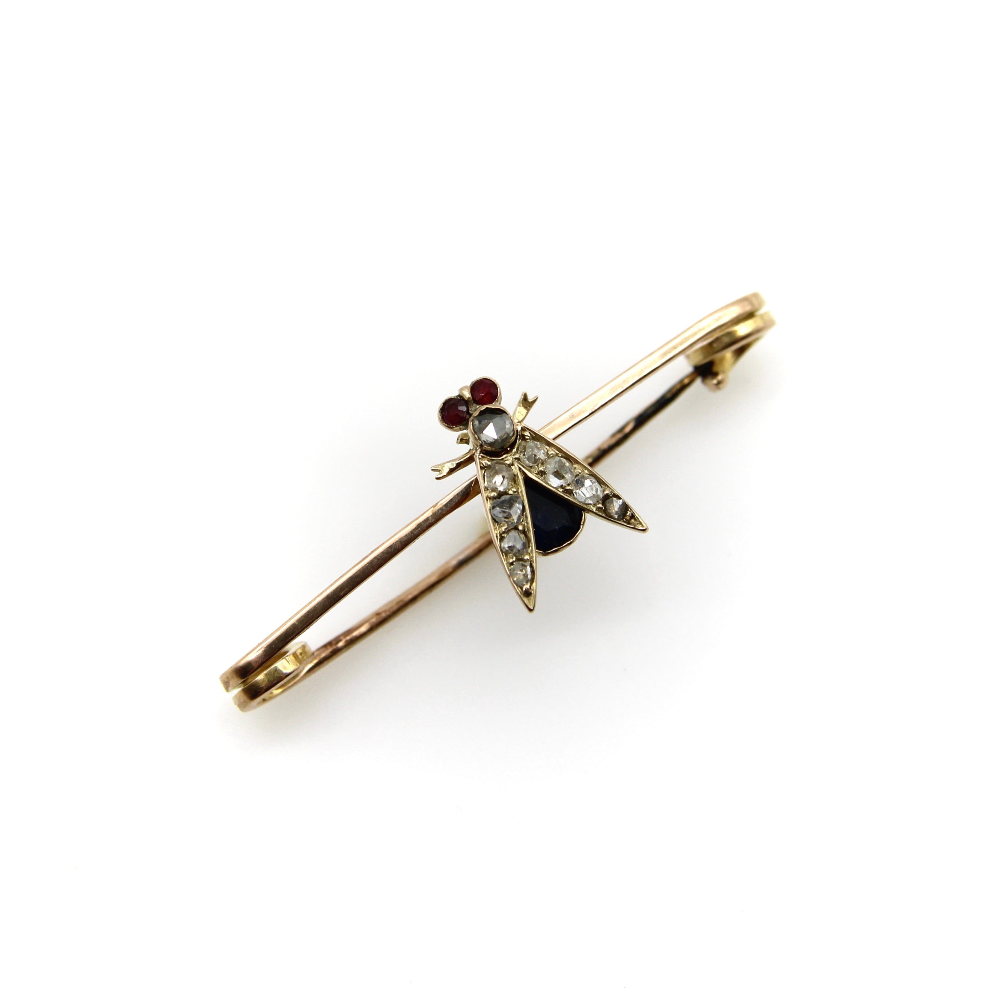 Victorian 9K Fly Pin Diamonds, Rubies, Sapphire | Kirsten's Corner ...