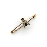 Victorian 9K Gold Fly Pin or Brooch with Diamonds, Rubies, and Sapphire Brooches, Pins Kirsten's Corner 