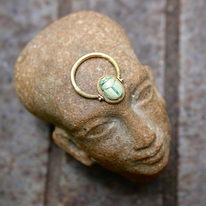 Victorian 14K Gold Egyptian Revival Scarab Swivel Ring jewelry Kirsten's Corner 