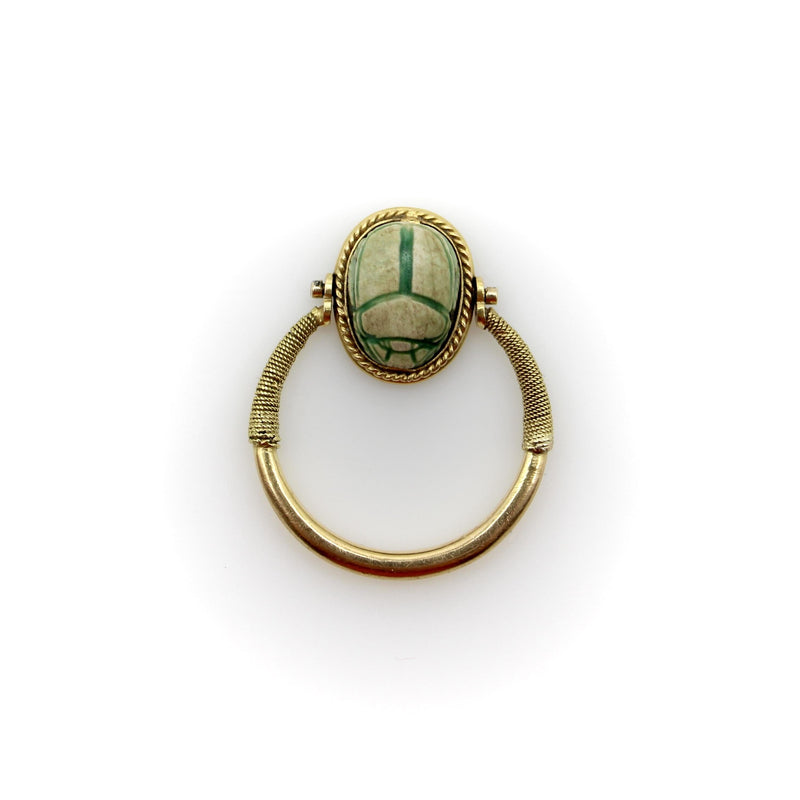 Victorian 14K Gold Egyptian Revival Scarab Swivel Ring jewelry Kirsten's Corner 