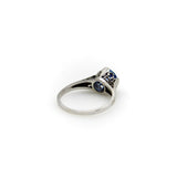 14K White Gold Art Deco Natural Sapphire Filigree Ring RING Kirsten's Corner 