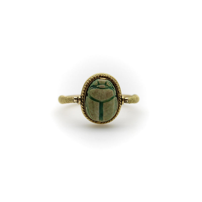 Victorian 14K Gold Egyptian Revival Scarab Swivel Ring jewelry Kirsten's Corner 