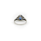14K White Gold Art Deco Natural Sapphire Filigree Ring RING Kirsten's Corner 