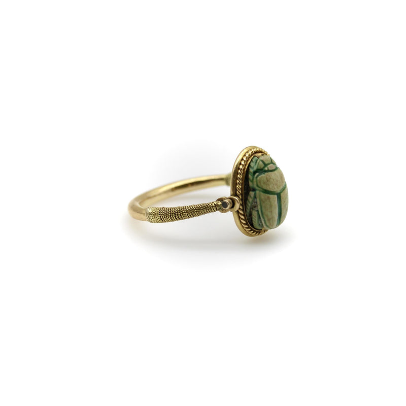 Victorian 14K Gold Egyptian Revival Scarab Swivel Ring jewelry Kirsten's Corner 