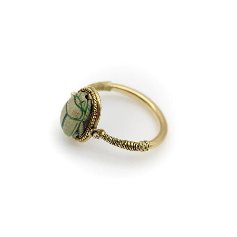 Victorian 14K Gold Egyptian Revival Scarab Swivel Ring jewelry Kirsten's Corner 