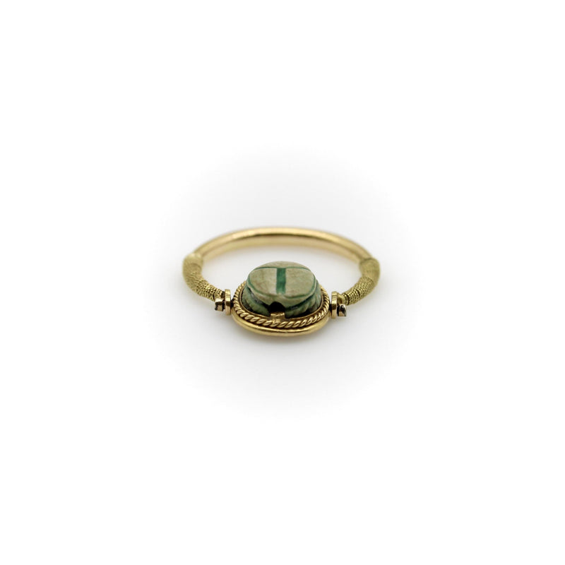 Victorian 14K Gold Egyptian Revival Scarab Swivel Ring jewelry Kirsten's Corner 