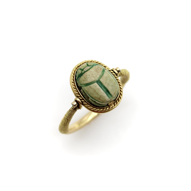 Victorian 14K Gold Egyptian Revival Scarab Swivel Ring jewelry Kirsten's Corner 