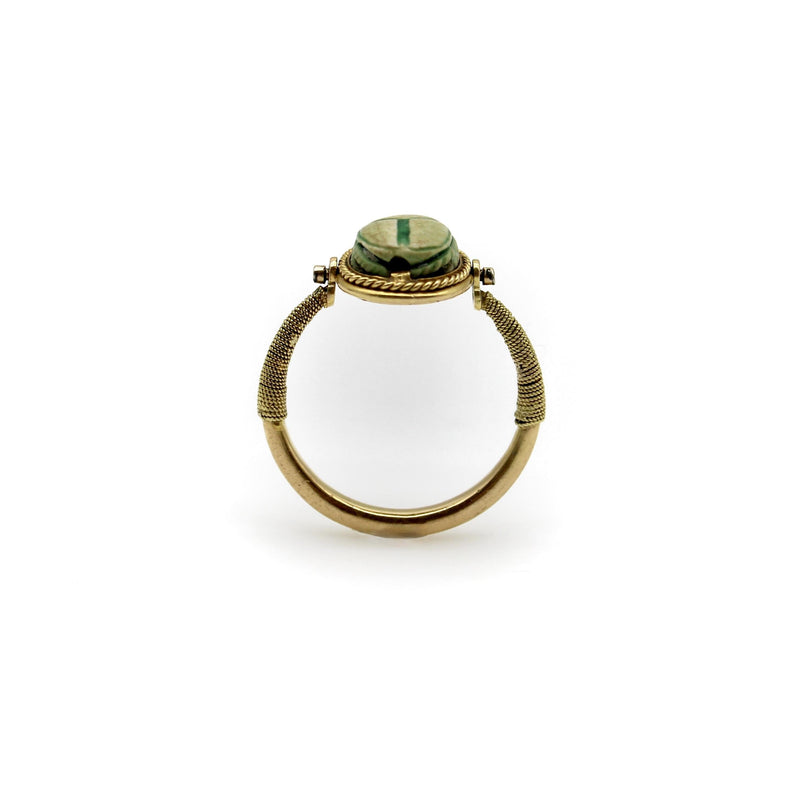 Victorian 14K Gold Egyptian Revival Scarab Swivel Ring jewelry Kirsten's Corner 